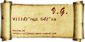 Villányi Géza névjegykártya